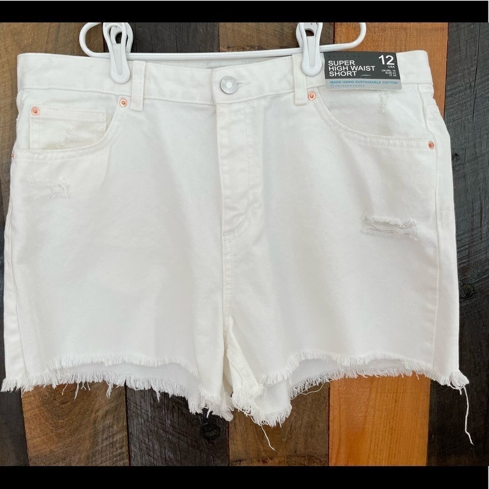 NWT Denim Co Primark Super High Waist white denim shorts size 12